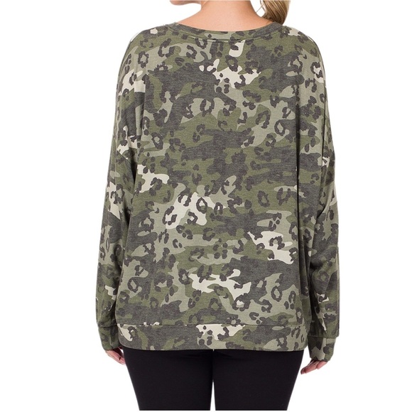 Soft, Light Weight, Comfy Camouflage Pullover Drawstring Shorts Top & Bottom Set - Picture 6 of 8